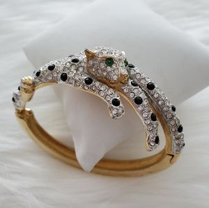 Vintage Leopard Big Cat Hinge Blingy Bracelet